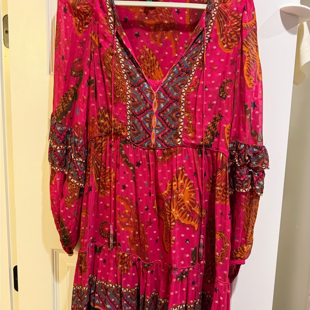 FARM Rio Vibrant Pink Long Sleeve Dress